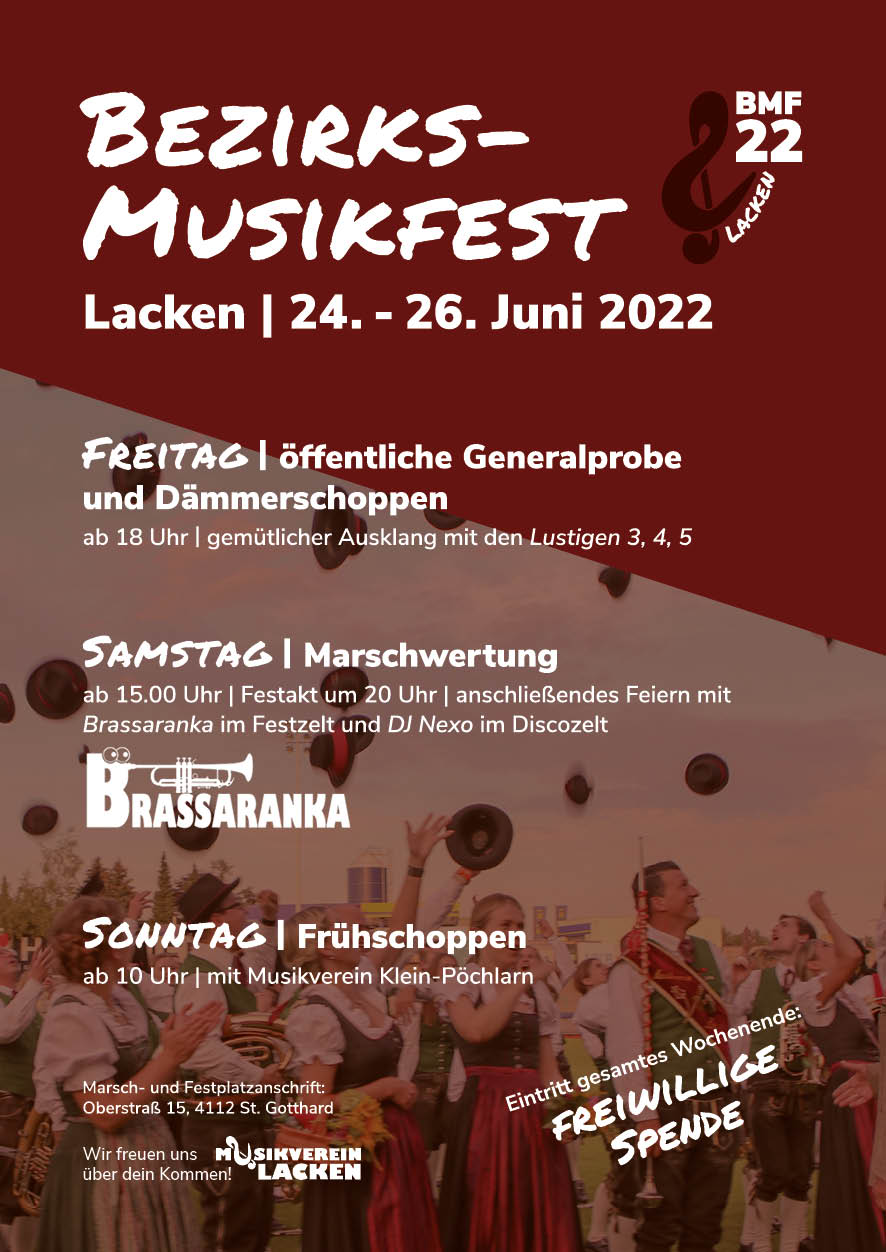 Flyer Bezirksmusikfest 2022